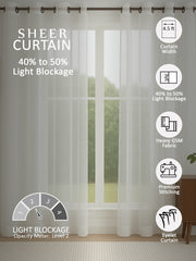 Set of 3 Door Curtains | 2 Geometric Printed + 1 Solid Sheer for Bedroom Living room | Grey